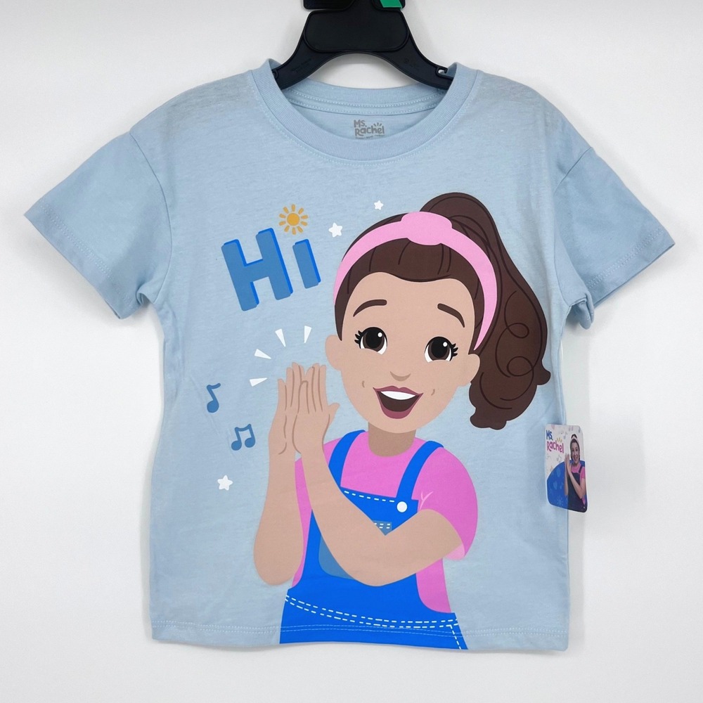 Ms. Rachel Graphic T-Shirt Kids 5T Light Blue Short Sleeve Kidcore TV